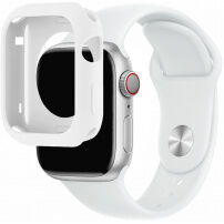 Curea din silicon cu carcasă din silicon pentru Apple Watch 45mm / 44mm - alb