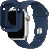 Curea din silicon cu carcasă din silicon pentru Apple Watch 41mm / 40mm - albastru închis