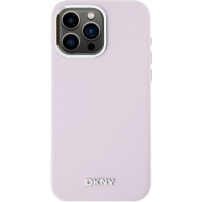 Carcasă din silicon DKNY Silver Metal Logo cu MagSafe pro iPhone 15 Pro Max - roz