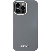 Carcasă din silicon DKNY Silver Metal Logo cu MagSafe pro iPhone 15 Pro Max - gri
