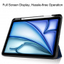 Husă din piele PU cu compartiment pentru Apple Pencil și funcție sleep pentru iPad Air 11" (2024-2026) - albastru închis