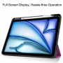Husă din piele PU cu compartiment pentru Apple Pencil și funcție sleep pentru iPad Air 11" (2024-2026) - mov