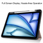 Husă din piele PU cu compartiment pentru Apple Pencil și funcție sleep pentru iPad Air 11" (2024-2026) - roz aurie