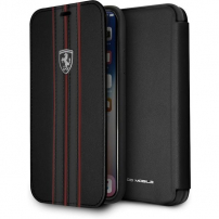 Husă Ferrari Off Track Logo Book FEURFLBKPXBKR iPhone X/XS, negru