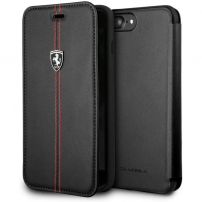 Ferrari FEHDEFLBKI8LBK Heritage Book case iPhone 7/8 Plus, negru