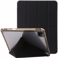 Husă cu spate transparent și suport origami pentru iPad Pro 13" (2024/2025) - negru