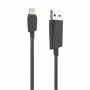 Cablu lightning ROCK, de sincronizare şi de încărcare, certificat MFI, pentru Apple iPhone / iPad / iPod - negru - 2m