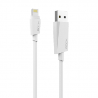 Cablu lightning ROCK, de sincronizare şi de încărcare, certificat MFI, pentru Apple iPhone / iPad / iPod - alb - 2m