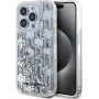 Karl Lagerfeld Husă cu monogramă cu sclipici lichid pentru iPhone 15 Pro Max - argintiu