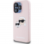 Karl Lagerfeld Husă din silicon cu capete duble cu MagSafe pentru iPhone 15 Pro - roz