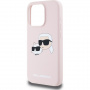 Karl Lagerfeld Husă din silicon cu capete duble cu MagSafe pentru iPhone 15 Pro - roz