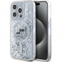 Karl Lagerfeld Husă pentru capete Karl și Choupette cu sclipici lichide cu MagSafe pentru iPhone 15 Pro - argintiu
