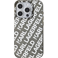 Karl Lagerfeld Husă cu logo repetat galvanizat IML pentru iPhone 15 Pro Max - argintiu