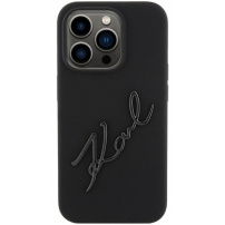 Karl Lagerfeld Husa din silicon Karl Script Logo pentru iPhone 15 Pro - neagra