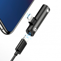 Adaptor USAMS cu conectori lightning / 3.5 jack - negru