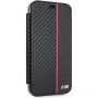 Husă BMW Carbon Red Stripe Book, pentru iPhone XR - negru