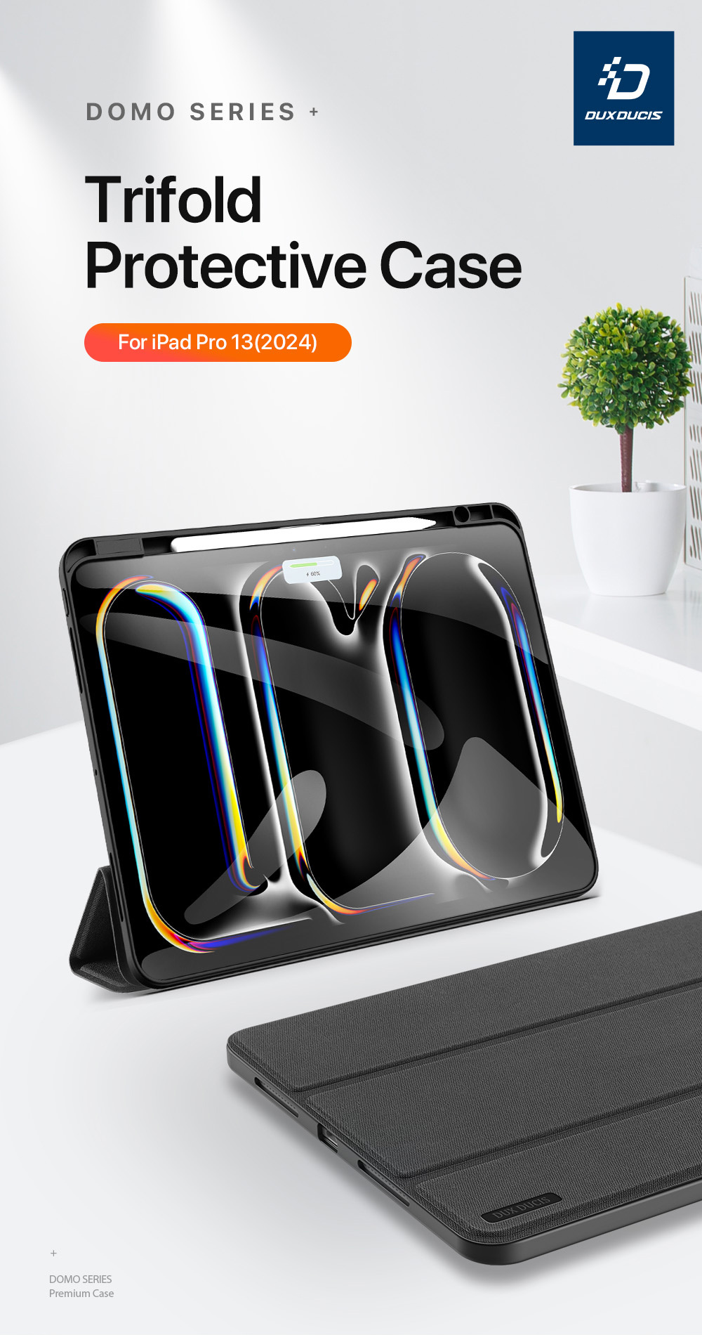 Husă DUX DUCIS Domo cu compartiment pentru Apple Pencil și funcție sleep pentru iPad Pro 13