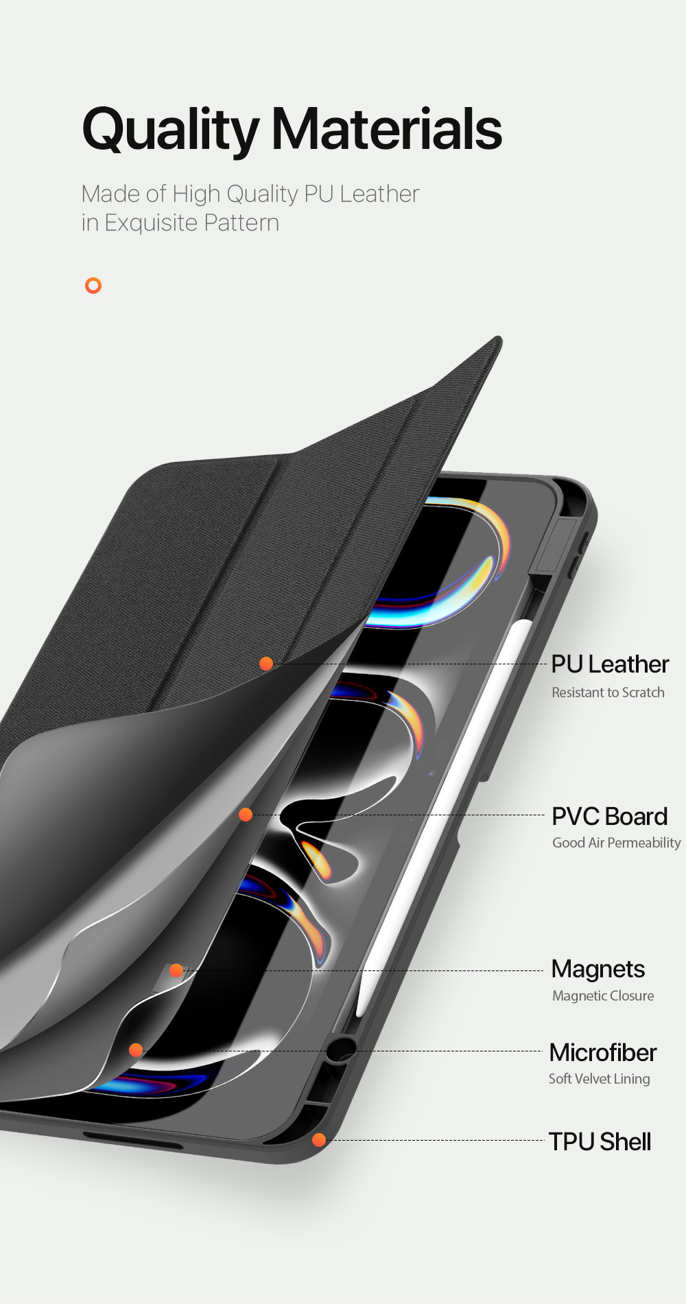 Husă DUX DUCIS Domo cu compartiment pentru Apple Pencil și funcție sleep pentru iPad Pro 13