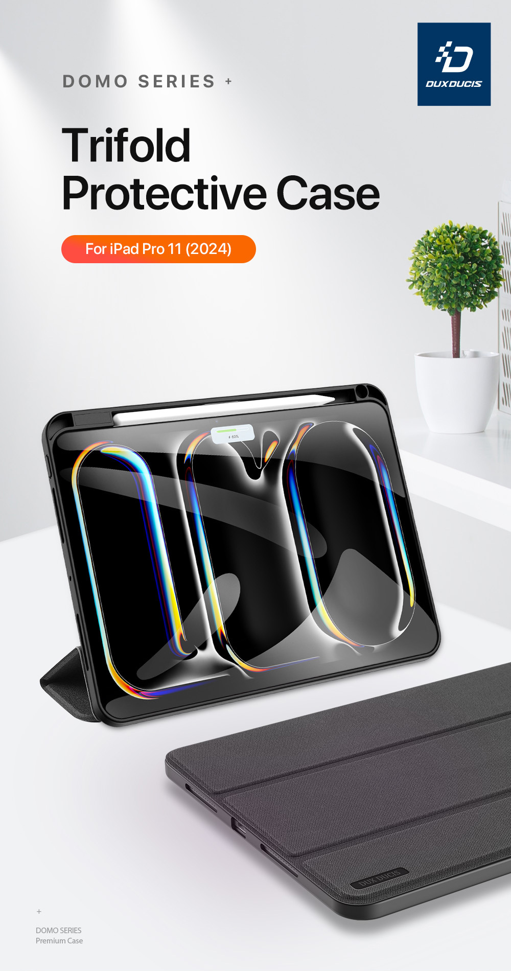 Husă DUX DUCIS Domo cu compartiment pentru Apple Pencil și funcție sleep pentru iPad Pro 11