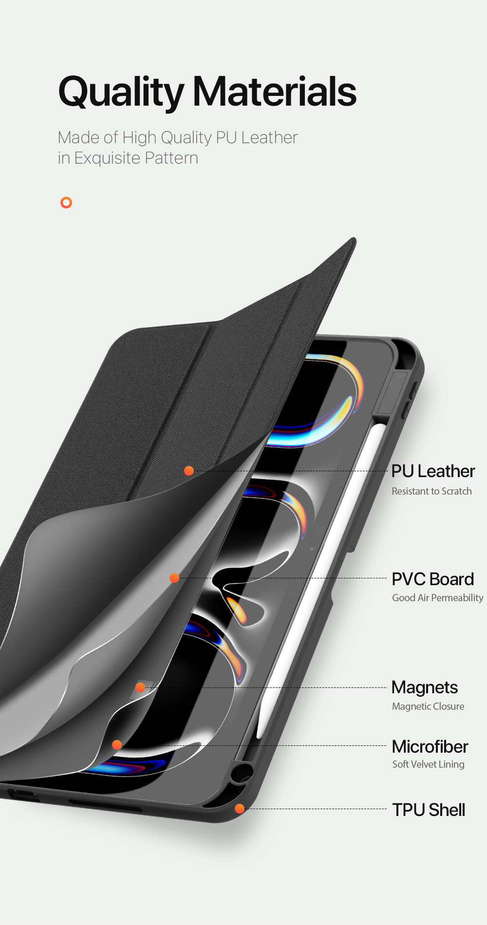 Husă DUX DUCIS Domo cu compartiment pentru Apple Pencil și funcție sleep pentru iPad Pro 11
