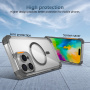 Husă transparentă cu ramă colorată și MagSafe pentru iPhone 16 Pro - gri