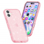 Husa transparenta cu sclipici pentru iPhone 16 Plus - roz