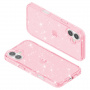 Husa transparenta cu sclipici pentru iPhone 16 Plus - roz