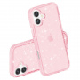 Husa transparenta cu sclipici pentru iPhone 16 Plus - roz