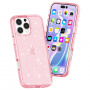 Husa transparenta cu sclipici pentru iPhone 16 Pro Max - roz
