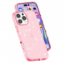 Husa transparenta cu sclipici pentru iPhone 16 Pro Max - roz