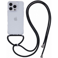 Husa transparenta cu cordon pentru iPhone 16 Pro - neagra
