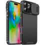 Husă mată cu husă glisantă pentru cameră pentru iPhone 16 Pro Max - neagră