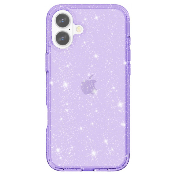 Husa transparenta cu sclipici pentru iPhone 16 Plus - mov