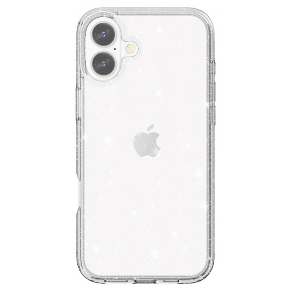 Husa transparenta cu sclipici pentru iPhone 16 Plus - argintie