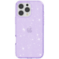 Husa transparenta cu sclipici pentru iPhone 16 Pro Max - violet