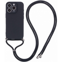 Husa de protectie cu cordon pentru iPhone 16 Pro - neagra