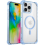 Husa transparenta cu rama colorata si MagSafe pentru iPhone 16 Pro - albastra