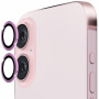 ENKAY Sticlă securizată cu cadru metalic pentru a proteja lentilele camerei din spate pentru iPhone 16 / 16 Plus - roz