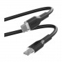 PURO Cablu de încărcare moale și de date USB-C / Lightning pentru iPhone / iPad / iPod / AirPods - 1,5 m - negru