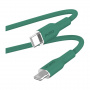 PURO Cablu de încărcare moale și de date USB-C / Lightning pentru iPhone / iPad / iPod / AirPods - 1,5 m - verde