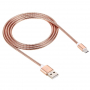Cablu lightning de sincronizare şi încărcare, cu împletitură metalică, pentru iPhone / iPad / iPod – roz-auriu