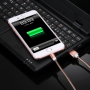 Cablu lightning de sincronizare şi încărcare, cu împletitură metalică, pentru iPhone / iPad / iPod – roz-auriu