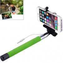Băţ / monopod telescopic pentru selfie, cu declanşare prin fir, pentru iPhone – lungime 101,4 cm – verde