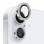 NORTHJO Obiectivul camerei din spate din sticlă temperată cu strasuri pentru iPhone 16 / 16 Plus - argintiu