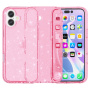 Husa transparenta cu sclipici pentru iPhone 16 Plus - roz