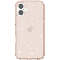 Husa transparenta cu sclipici pentru iPhone 16 Plus - aur roz