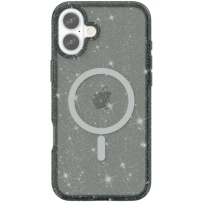 Husa transparenta cu sclipici si MagSafe pentru iPhone 16 - gri