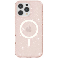 Husă transparentă cu sclipici MagSafe pentru iPhone 16 Pro - Rose Gold