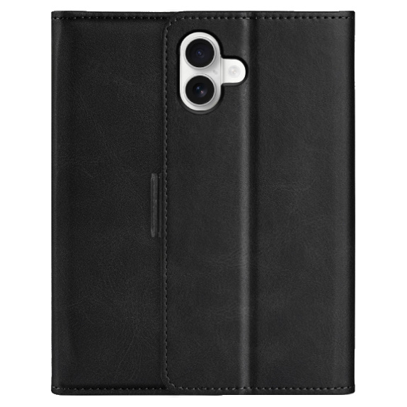 Husa flip din piele PU pentru iPhone 16 Plus - neagra