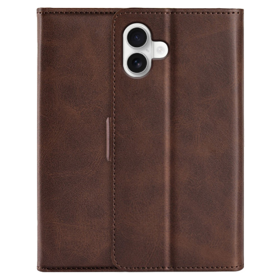 Husa flip din piele PU pentru iPhone 16 Plus - maro